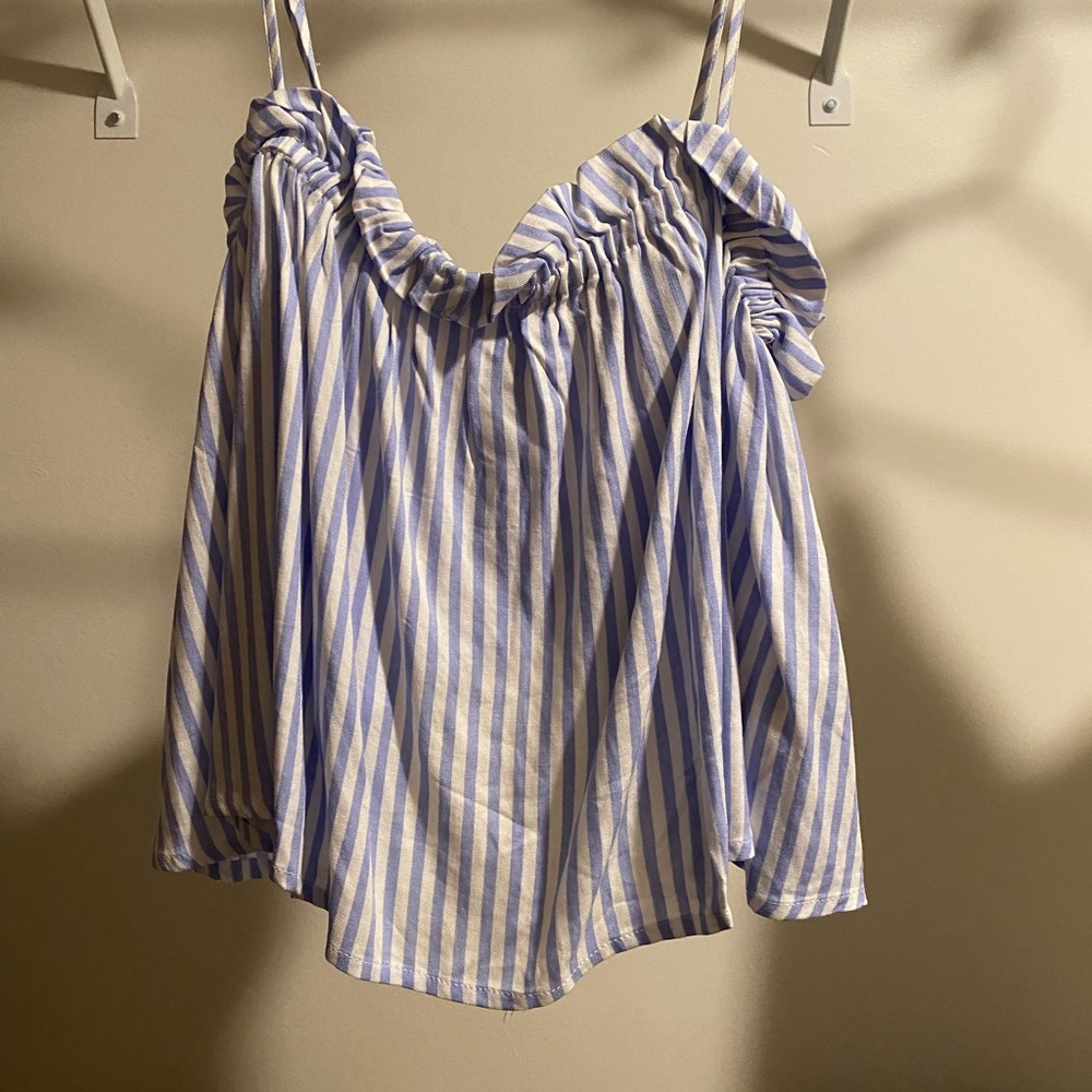 Worn ONCE! Open back striped top!